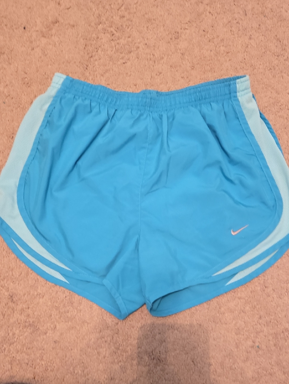Nike Women's Teal Running Shorts with Light Blue Side Panels S